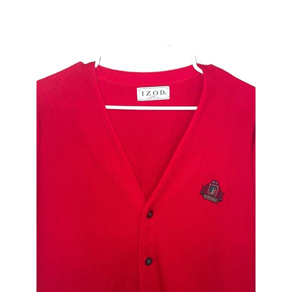 Izod Men's Preppy V-Neck Sweater Retro Collegiate Grandpa Mr Rogers Red Size XXL - Picture 3 of 7